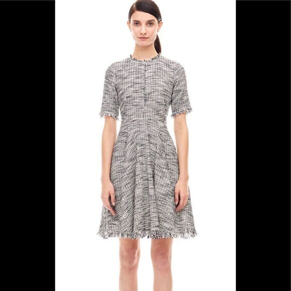 Rebecca Taylor Boucle Black And White Tweed Dress sz 4 - Picture 1 of 13